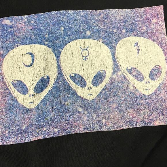 Brandy Melville John Galt Sweatshirt Black Alien Graphic Crewneck Unisex OS - Picture 10 of 10